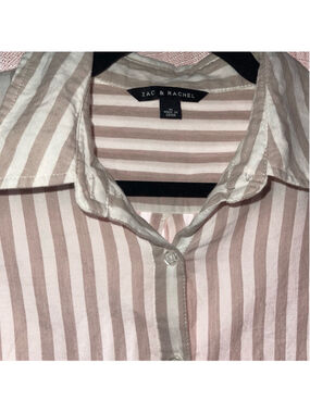 Zac & Rachel Cream & White Striped Button-Up Blouse - Women’s Medium - EUC
